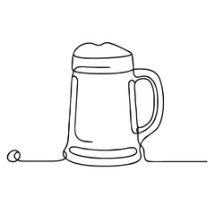 Stein. Icon. Vector drawing. One-line drawing. A simple drawing depicting a continuous line of a tableware item for a liquid or drink.