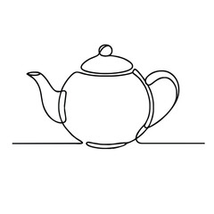 Fototapeta premium Teapot. Icon. Vector drawing. One-line drawing. A simple drawing depicting a continuous line of a tableware item for a liquid or drink.