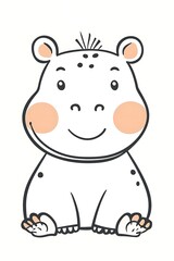 Fototapeta premium Cute Cartoon Hippopotamus Illustration