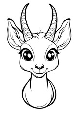 Cute Cartoon Animal with Big Eyes and Horns