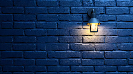 Modern Wall Lamp Illuminating Blue Brick Wall