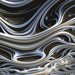 Obraz premium Abstract silver 3d waves, 3d rendering. Mandelbrot fractal pattern