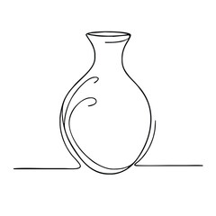 Vase. Icon. Vector drawing. One-line drawing. A simple drawing depicting a continuous line of a tableware item for a liquid or drink.