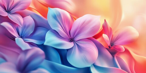 Fototapeta premium Detailed, soft petals of a flower transitioning from blue to pink, capturing the essence of beauty and nature in a stunning gradient of colors.