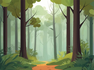 Trees growing in forest illustration art