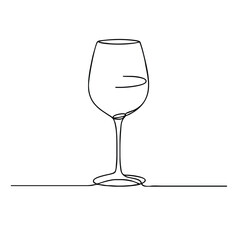 Wine glass. Icon. Vector drawing. One-line drawing. A simple drawing depicting a continuous line of a tableware item for a liquid or drink.