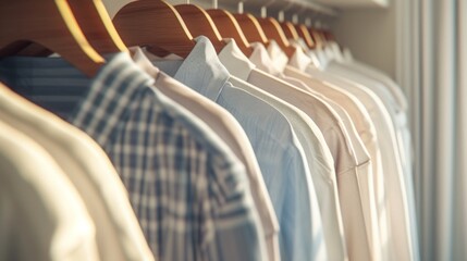 Fototapeta premium Organized Wardrobe: A Minimalist Approach to Clothing Storage