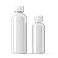  Minimalist White Cosmetic Bottles on a Blue Background