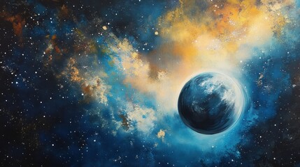 A Single Planet Emerging from a Blue and Golden Nebula