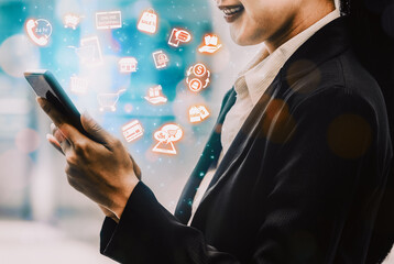 Online shopping and Internet Money Payment Transaction Technology. Modern graphic interface showing...