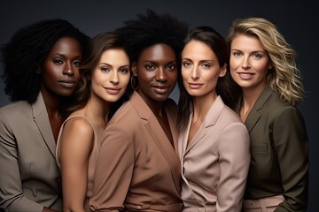 Fototapeta premium diverse group of women over dark background, international womens day concept.