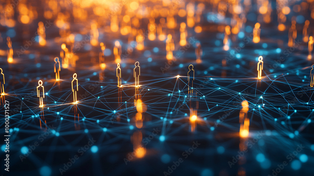 Poster Lines and nodes are linking individuals to create a social media network