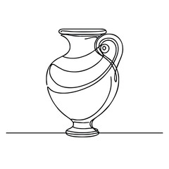 Funeral urn. Icon. Vector drawing. One-line drawing.