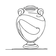 Funeral urn. Icon. Vector drawing. One-line drawing.