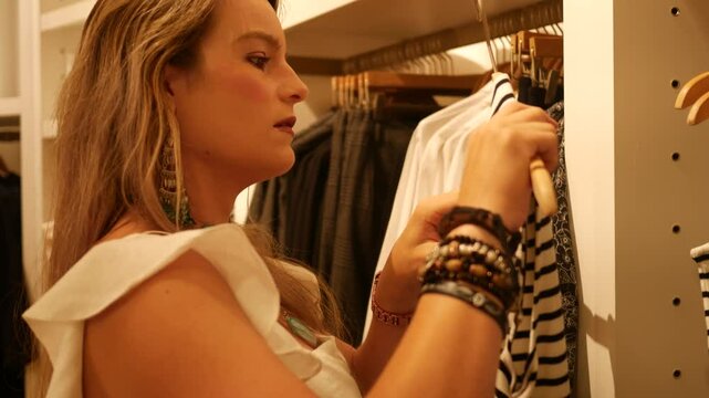 Woman looks at clothes in department store 2