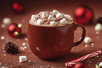 Cozy drinks featuring a cup of hot chocolate with marshmallows 