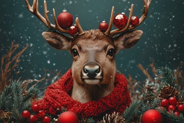 reindeer with festive ornaments