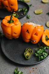 Spooky stuffed bell peppers