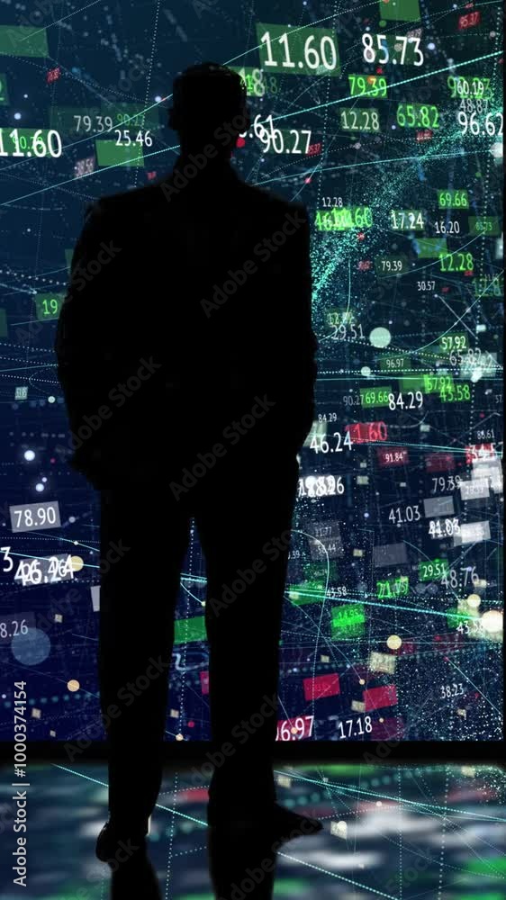 Wall mural man and technology in a artificial intelligence stream. vertical design in 9:16 ratio. smartphone an