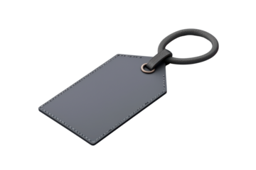 Blank gray label tag isolated on transparent background.