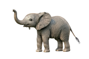 Obraz premium Cute baby elephant standing isolated on transparent background.