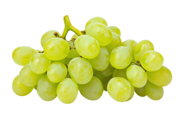 Fresh green grapes isolated on transparent background.