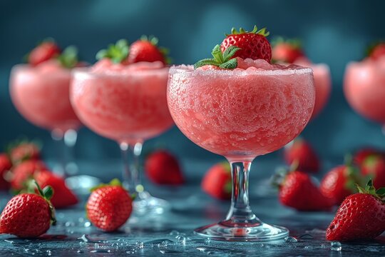 Delightful strawberry frozen margarita  the perfect summer cocktail for poolside relaxation