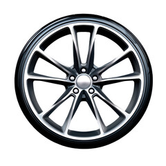 Fototapeta premium Stylish alloy car wheel with a sleek design isolated on transparent background.