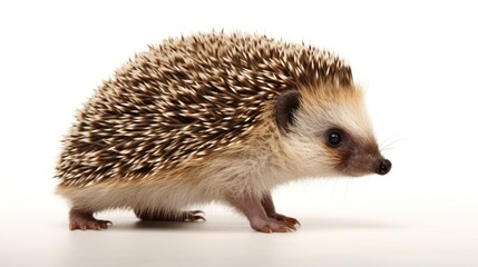 Obraz premium Close-up of a Hedgehog on a White Background