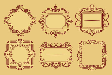  A Set of Vintage Retro Ornamental Decorative Border Frame stock illustration