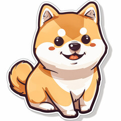 Cute cartoon dog with a big smile on its face. The dog is sitting on a white background