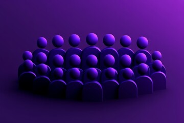 Obraz premium Purple toned abstract spheres arranged in rows symbolizing uniformity symmetry and futuristic design through a minimalist geometric composition