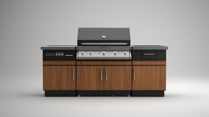 Obraz premium Modern Outdoor Kitchen with Built-in Grill and Cabinets