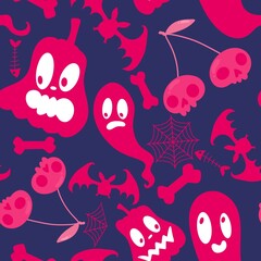 Halloween cute pumpkins seamless monsters pattern for wrapping paper and fabric