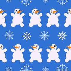 Winter seamless snowman pattern for fabrics and textiles and packaging