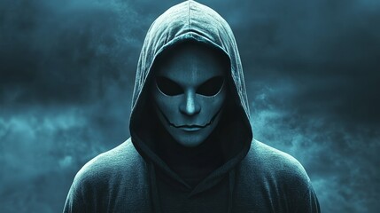 A man with a mask on his face and a hoodie on his head