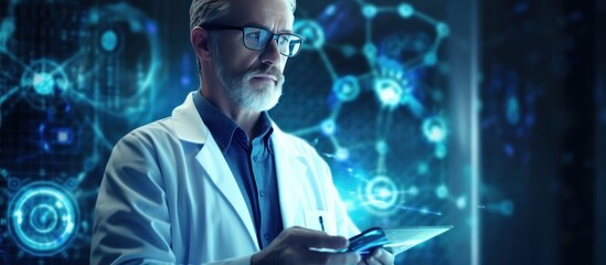 Scientist Working with Futuristic Technology