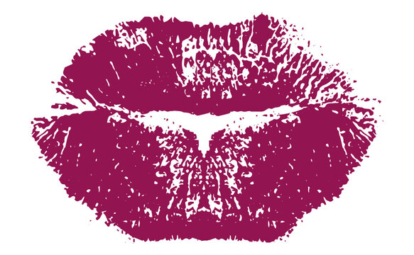 recommend clip art: Lips imprint, dark pink lipstick kiss. Vector illustration