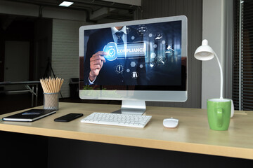 Naklejka premium Compliance system for modish online corporate business to meet quality standard