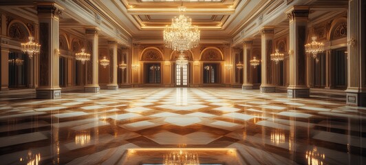 Fototapeta premium A luxurious, empty ballroom