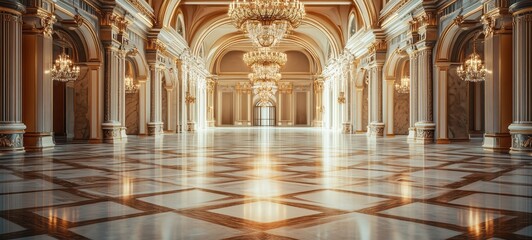 Fototapeta premium A luxurious, empty ballroom