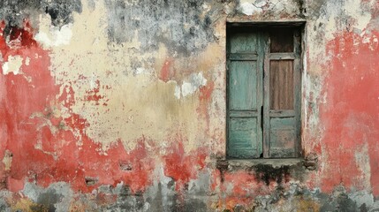 Weathered Wall with a Closed Window