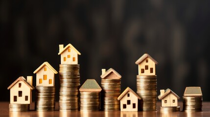 Mini house on stack of coins. Concept of property investment, income , tax, and passive income, Generative Ai