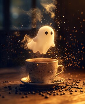 Naklejki halloween coffee with ghost