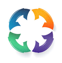Abstract Network of Colorful Circles and Lines on White Background
