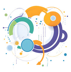 Obraz premium Abstract Network of Colorful Circles and Lines on White Background