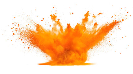 orange powder explosion isolated png transparent background