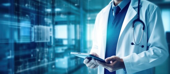 Doctor using a tablet in a modern hospital