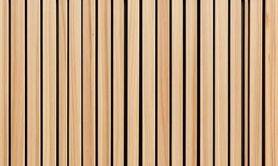 Fototapeta premium Wall made of wooden panels. Vertical wooden slats for facade cladding. Timber stripes made of beige pine. A modern plank surface for interior and exterior design. 