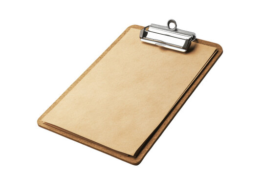 Clipboard with blank paper on white isolated background. transparent background